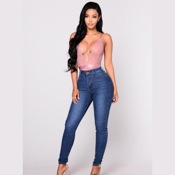 Womens Stretch Denim High-Waisted Skinny Jeans